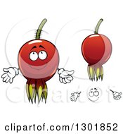 Clipart Of A Cartoon Face Hands And Briar Fruit Rose Hips Royalty Free Vector Illustration by Vector Tradition SM