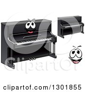 Poster, Art Print Of Cartoon Happy Face And Black Pianos