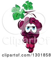 Clipart Of A Bunch Of Purple Grapes Character Royalty Free Vector Illustration