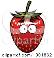Clipart Of A Smiling Strawberry Character Royalty Free Vector Illustration