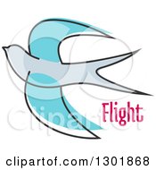 Poster, Art Print Of Sketched Blue Bird And Flight Text