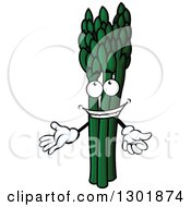 Clipart Of A Welcoming Cartoon Asparagus Character Royalty Free Vector Illustration