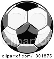 Clipart Of A Cartoon Grayscale Soccer Ball Royalty Free Vector Illustration