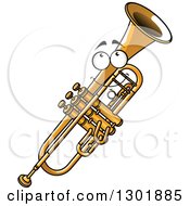 Clipart Of A Cartoon Happy Trumpet Character Royalty Free Vector Illustration