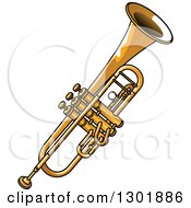Clipart Of A Cartoon Trumpet Royalty Free Vector Illustration