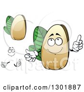 Clipart Of A Cartoon Face Hands And Pistachio Nuts Royalty Free Vector Illustration