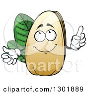 Cartoon Pistachio Nut Character Pointing And Looking Up
