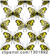 Poster, Art Print Of Seamless Pattern Background Of Yellow Butterflies