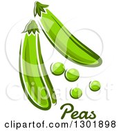 Clipart Of Cartoon Peas And Pods Over Text Royalty Free Vector Illustration