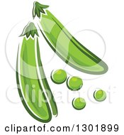 Clipart Of Cartoon Peas And Pods Royalty Free Vector Illustration