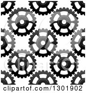 Poster, Art Print Of Seamless Background Pattern Of Grayscale Gear Cogs 4