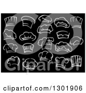 Clipart Of White Chef Toque Hats On Black Royalty Free Vector Illustration
