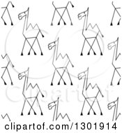 Poster, Art Print Of Seamless Pattern Background Of Sketched Black And White Camels