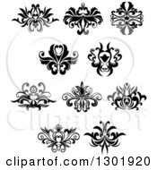 Poster, Art Print Of Black And White Vintage Floral Design Elements 7