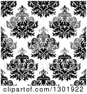 Poster, Art Print Of Seamless Pattern Background Of Vintage Damask In Black On White