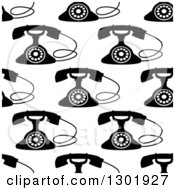 Poster, Art Print Of Seamless Background Pattern Of Black And White Retro Telephones