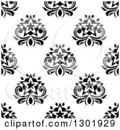 Poster, Art Print Of Black And White Vintage Seamless Floral Background Pattern 5