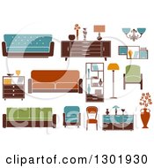 Poster, Art Print Of Colorful Retro Household Furniture