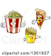 Poster, Art Print Of Cartoon Popcorn Bucket French Fry And Pizza Characters