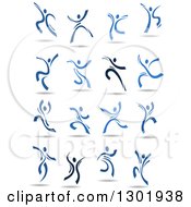 Clipart Of Blue And Black Ribbon People Dancing 2 Royalty Free Vector Illustration
