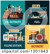 Poster, Art Print Of Flat Modern Designs Of Gas Stations And Oil Refineries