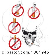Poster, Art Print Of Skull And No Smoking Cigarette Designs