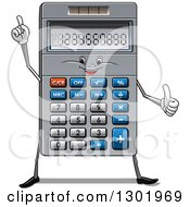 Poster, Art Print Of Cartoon Calculator Character Giving A Thumb Up And Pointing
