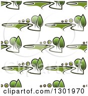Poster, Art Print Of Seamless Pattern Background Of Driveways Green Trees And Landscapes