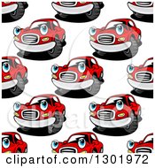 Poster, Art Print Of Seamless Pattern Background Of Red Cartoon Car Characters