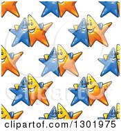 Poster, Art Print Of Seamless Pattern Background Of Cartoon Embracing Blue And Yellow Star Buddies