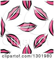 Poster, Art Print Of Seamless Pattern Background Of Pink Lips
