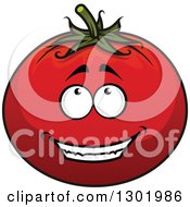Clipart Of A Happy Red Tomato Character Looking Up Royalty Free Vector Illustration