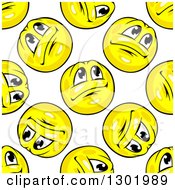 Poster, Art Print Of Seamless Pattern Background Of Hopeful Yellow Emoticon Smileys
