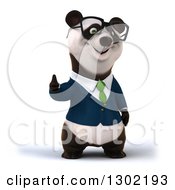 Clipart Of A 3d Bespectacled Business Panda Giving A Thumb Up Royalty Free Vector Illustration