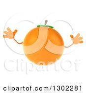 Clipart Of A 3d Navel Orange Character Jumping Royalty Free Vector Illustration