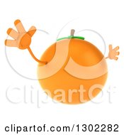 Clipart Of A 3d Navel Orange Character Facing Slightly Right And Jumping Royalty Free Vector Illustration by Julos