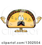 Poster, Art Print Of Cartoon Scared Taco Food Mascot Character Screaming