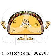Poster, Art Print Of Cartoon Mad Taco Food Mascot Character Holding Up Fists