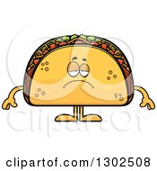 Poster, Art Print Of Cartoon Sad Depressed Taco Food Mascot Character Pouting