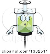 Clipart Of A Cartoon Surprised Vaccine Syringe Character Gasping Royalty Free Vector Illustration by Cory Thoman