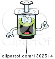 Cartoon Smart Vaccine Syringe Character With An Idea