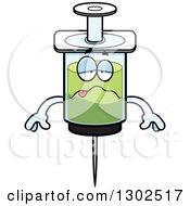 Clipart Of A Cartoon Sick Vaccine Syringe Character Royalty Free Vector Illustration by Cory Thoman