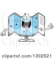 Clipart Of A Cartoon Smart Road Map Atlas Character Holding Up A Finger Royalty Free Vector Illustration