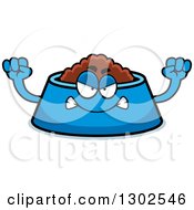 Cartoon Mad Pet Food Bowl Dish Character Holding Up Fists