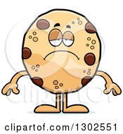 Poster, Art Print Of Cartoon Sad Depressed Chocolate Chip Cookie Character Pouting