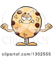 Poster, Art Print Of Cartoon Mad Chocolate Chip Cookie Character Holding Up Fists
