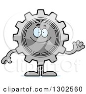 Poster, Art Print Of Cartoon Friendly Gear Cog Wheel Character Waving
