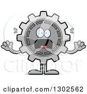 Poster, Art Print Of Cartoon Scared Gear Cog Wheel Character Screaming