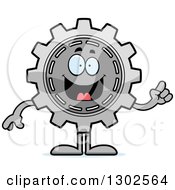 Poster, Art Print Of Cartoon Smart Gear Cog Wheel Character Holding Up A Finger