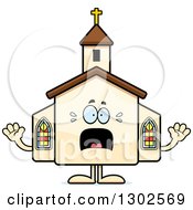 Poster, Art Print Of Cartoon Scared Church Building Character Screaming